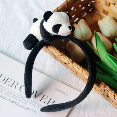动物小熊猫发箍女百搭毛绒秋冬头箍韩国甜美可爱发饰