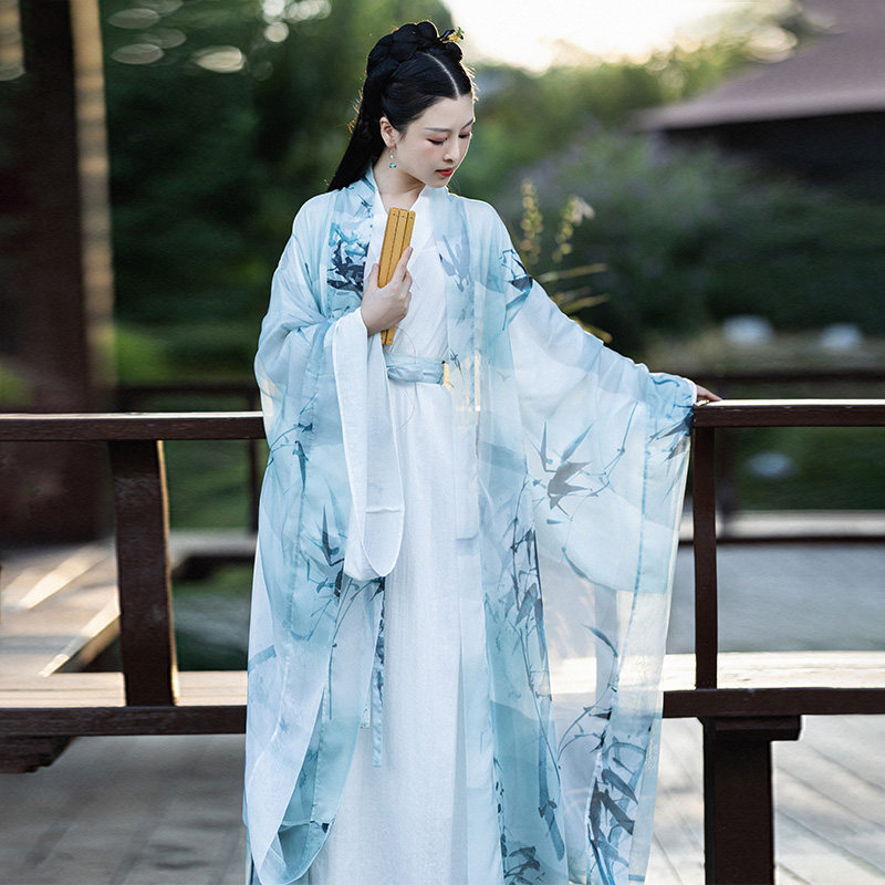 棉麻记风直两件长裙白色仙气袖衫裾大魏晋汉服女汉服