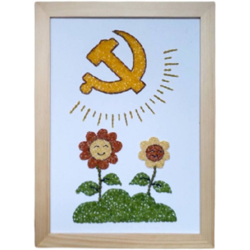 手工五谷画米画豆子粮食红色爱国主题建党幼儿园其他手工制作