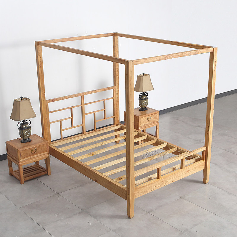 明清古典中式架子床老榆木大床简约现代东南亚双人床禅意床仿古床
