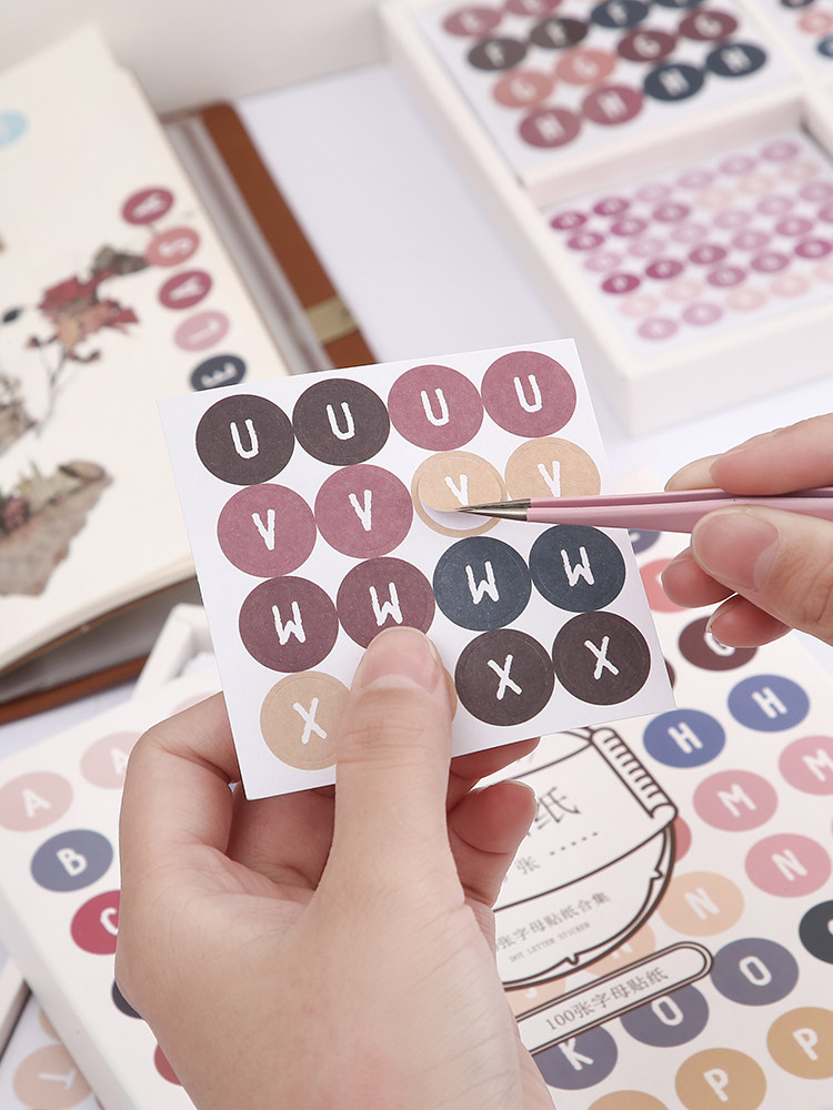 可爱少女英文字母数字手账贴纸套装100张网红贴纸