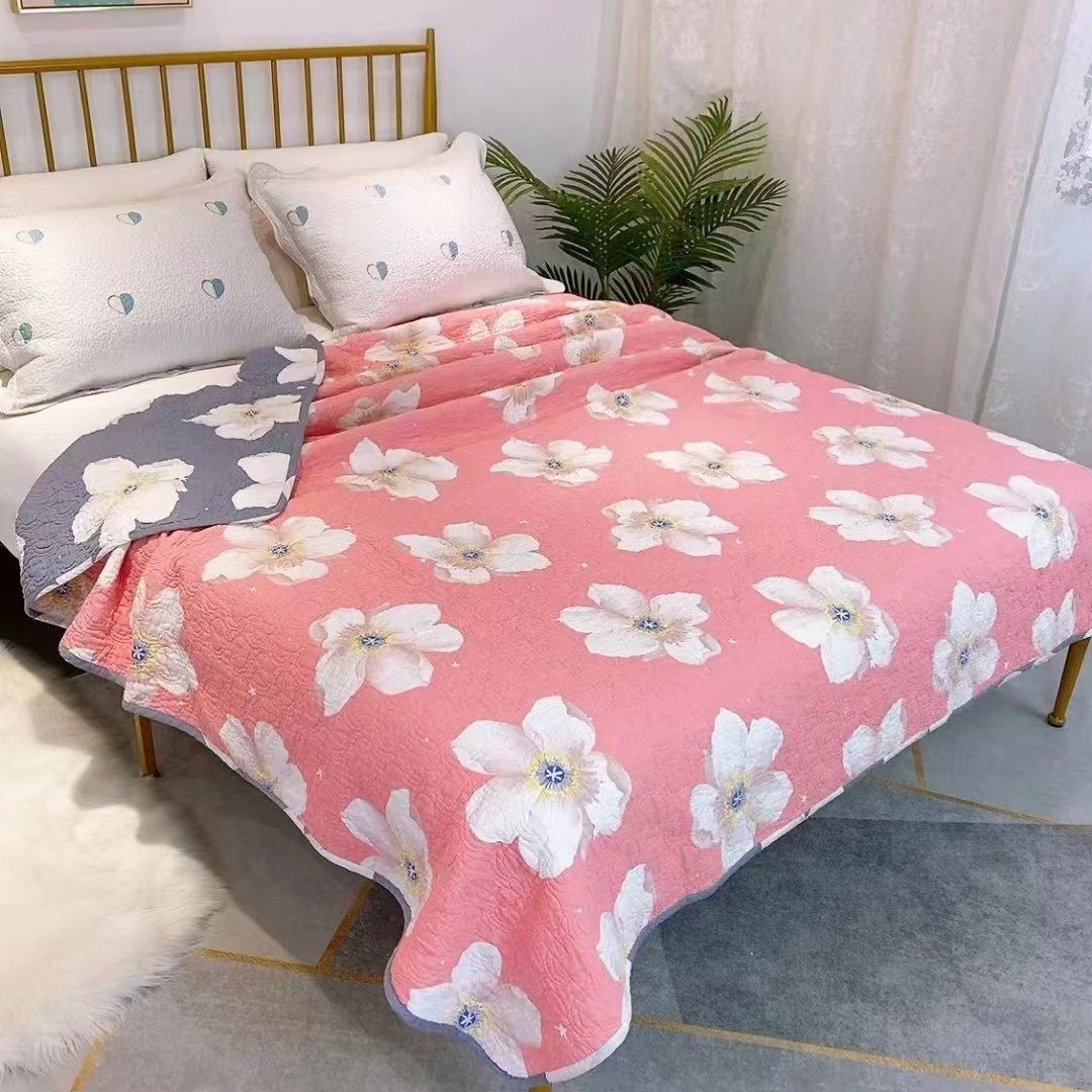 2022新款纯棉床盖单件薄款绗缝床单四季通用床盖