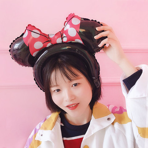 儿童生日布置气球装饰生日礼物少女卡通可爱头饰发箍铝膜气球