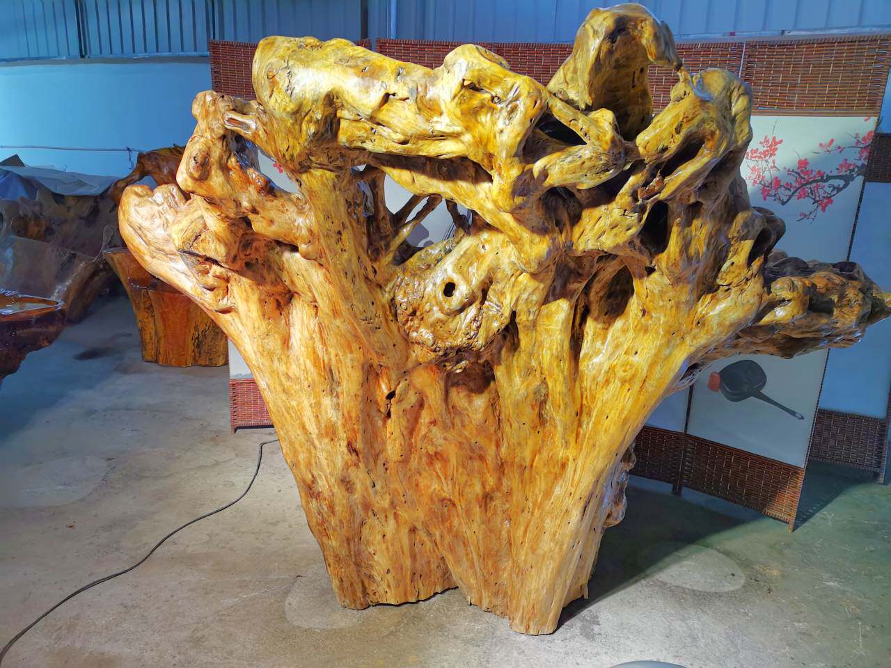 超大型一体树头根雕背椅天然实木凳子茶几茶台根雕凳子