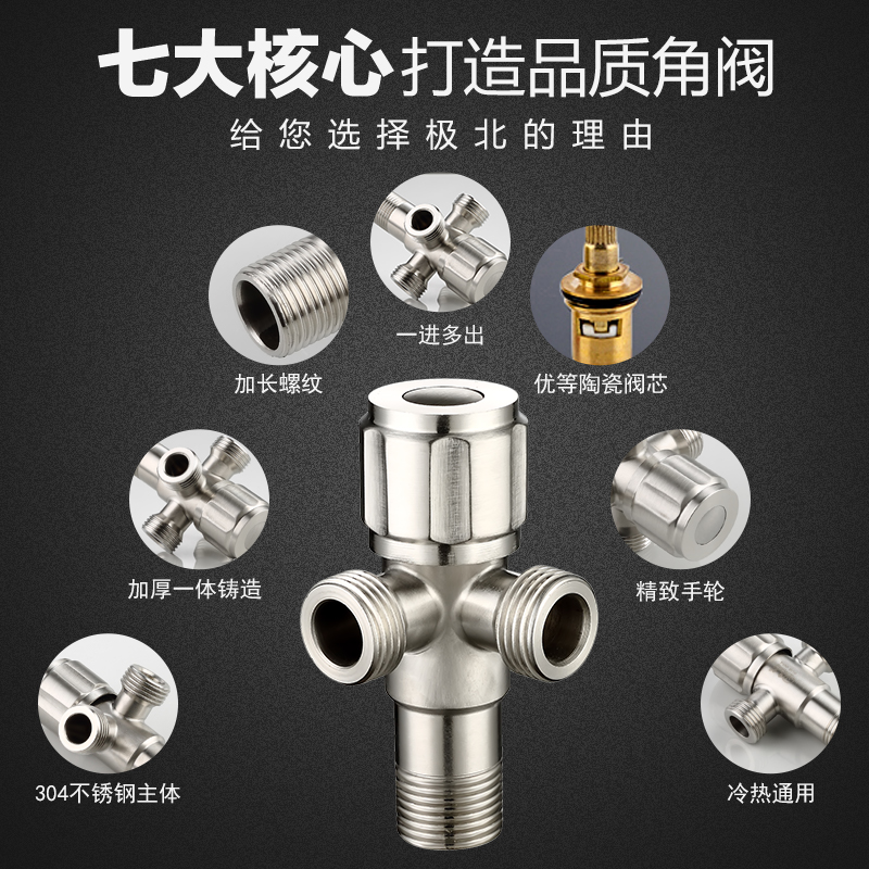 不锈钢内外直通阀双外丝双内丝热水器水管开关4分角阀