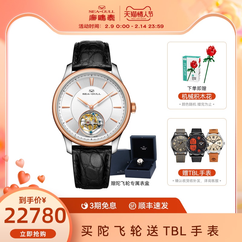 Seagull海鸥手表男陀飞轮72小时长动力机械手表218.12.8801G