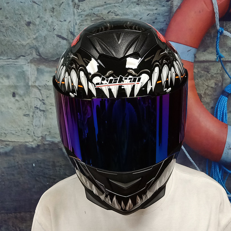 头盔捷凯毒液大翼电动车男女女双镜片防雾全覆摩托车头盔