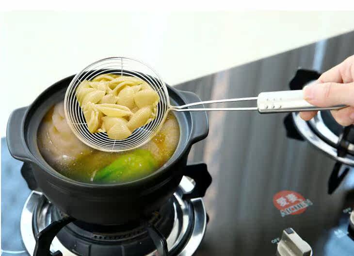 长柄不锈钢过滤网漏勺 捞面漏勺捞粉丝饺子漏勺 油炸滤网筛