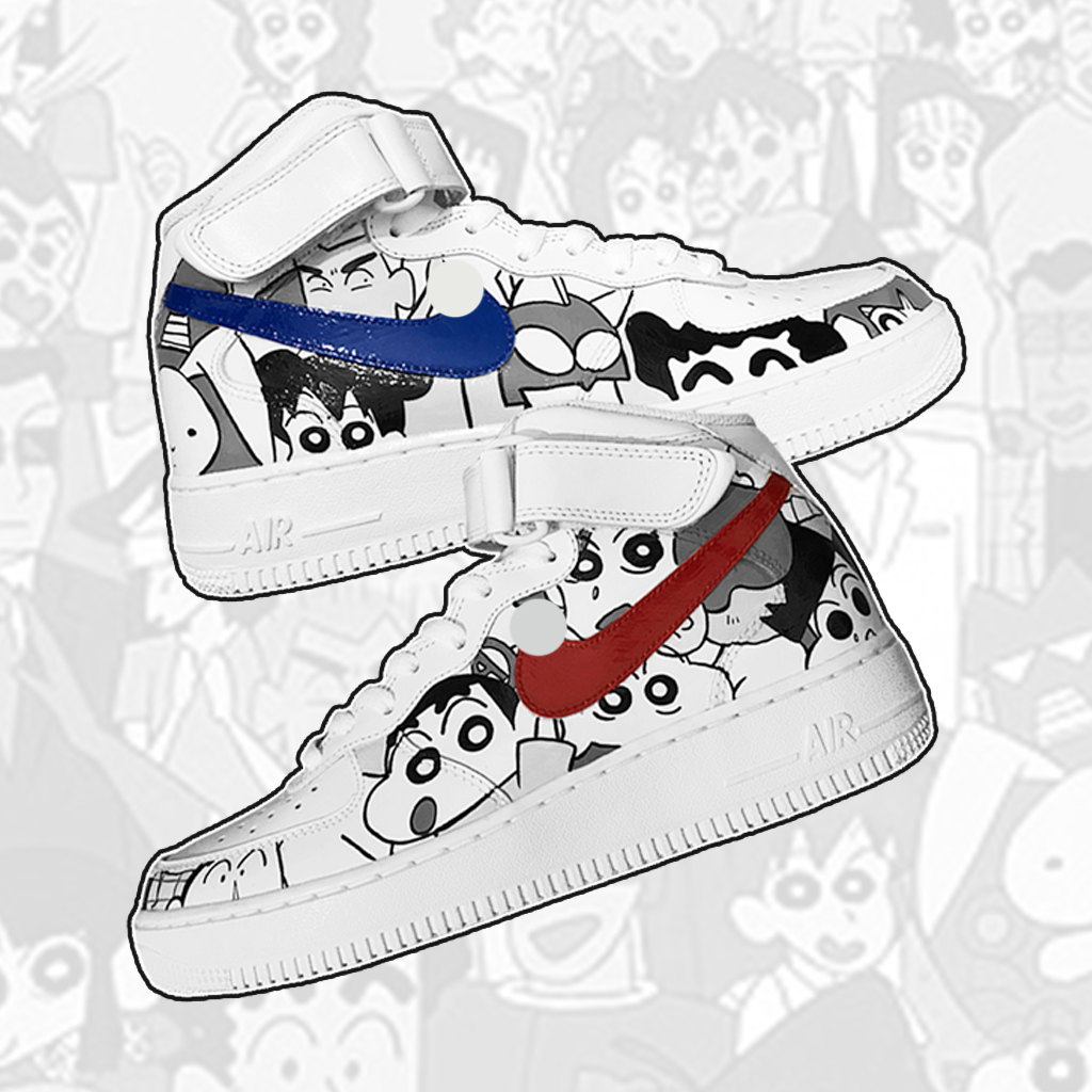 手绘定制球鞋diy空军一号af1动漫蜡笔小新彩绘aj手绘鞋
