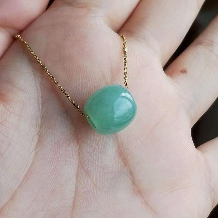 翡翠a货正品冰糯种满果绿路路通吊坠单桶鼓珠配件高性价好货推荐