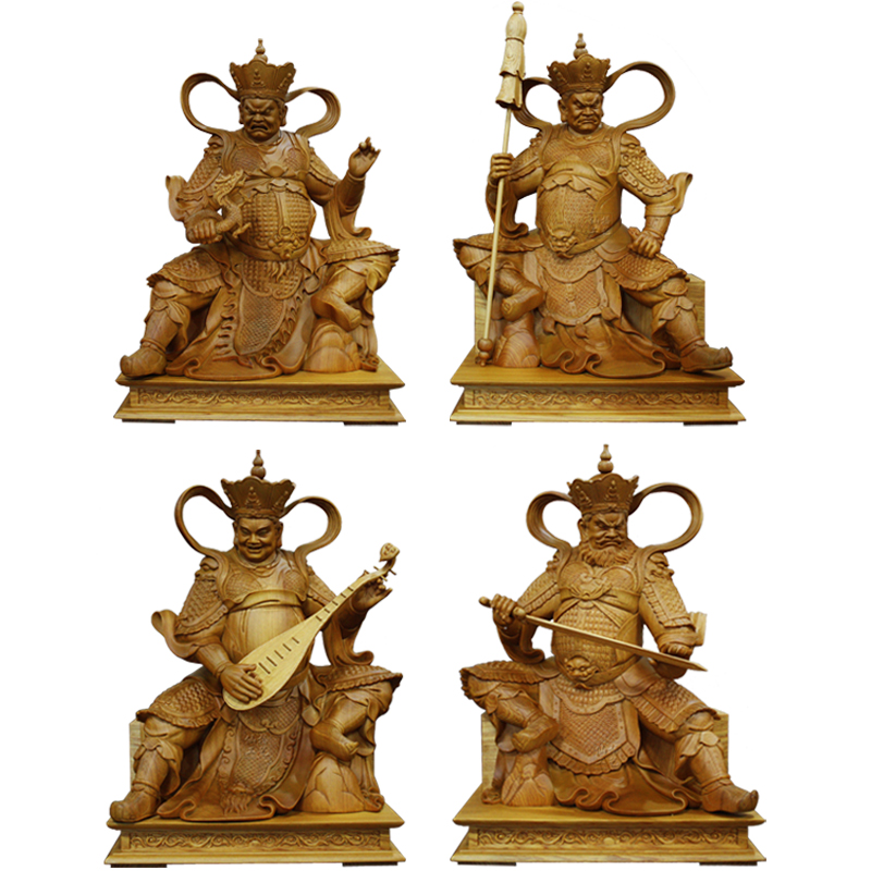 四大天王护法四大金刚木雕佛像广目增长多闻持国天王定制圣造