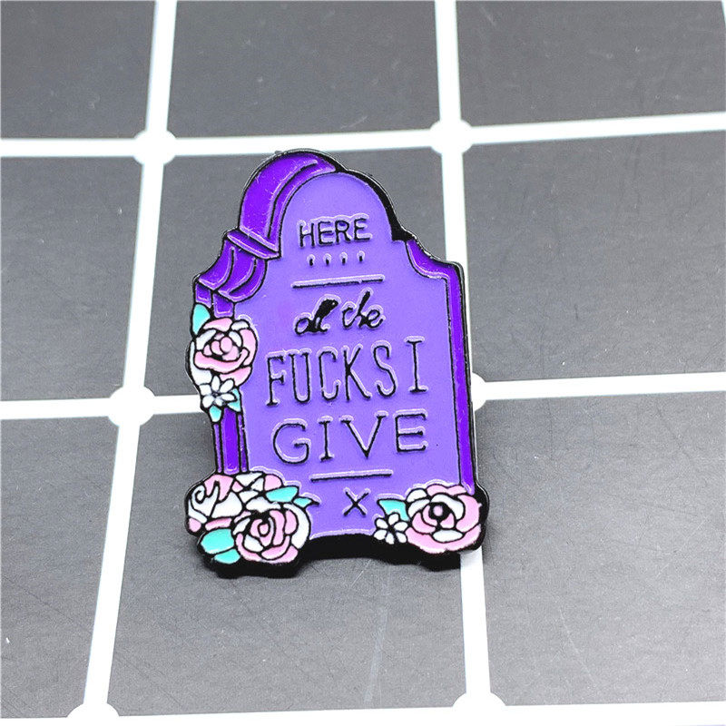 哈利波特紫色坟墓金属胸针卡通花朵墓碑徽章别针胸针