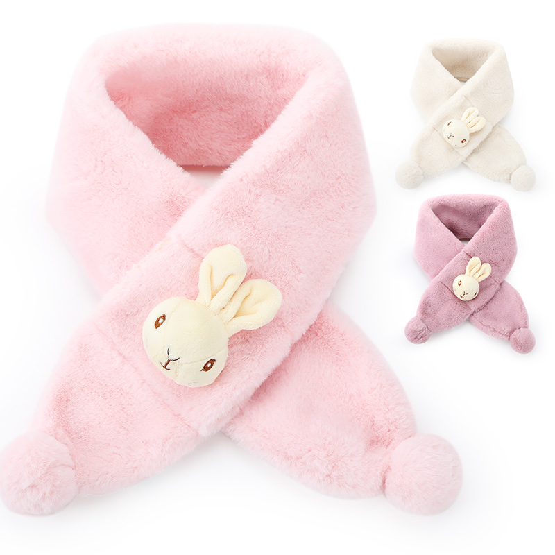 比得兔儿童围巾秋冬女童小孩围脖加绒保暖卡通围巾