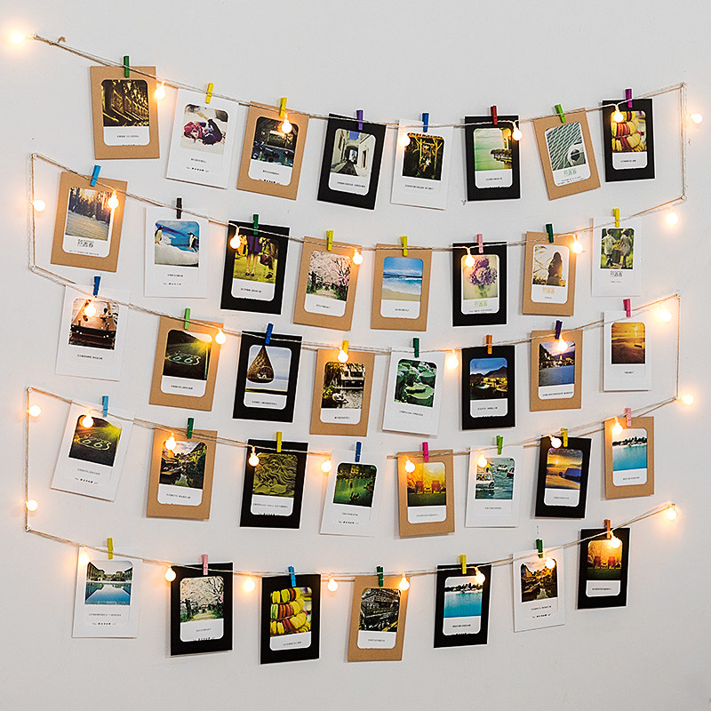 麻绳照片墙装饰夹子麻绳创意个性相片相册相框网韩式悬挂无痕钉