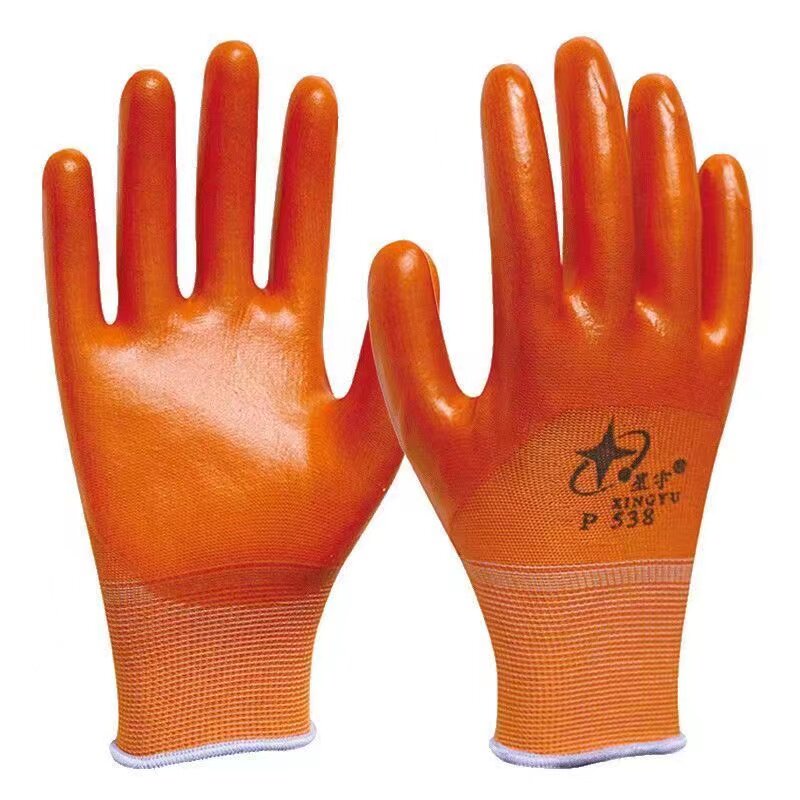 手套星宇p538半挂型浸胶pvc劳保耐磨耐用防水防护手套