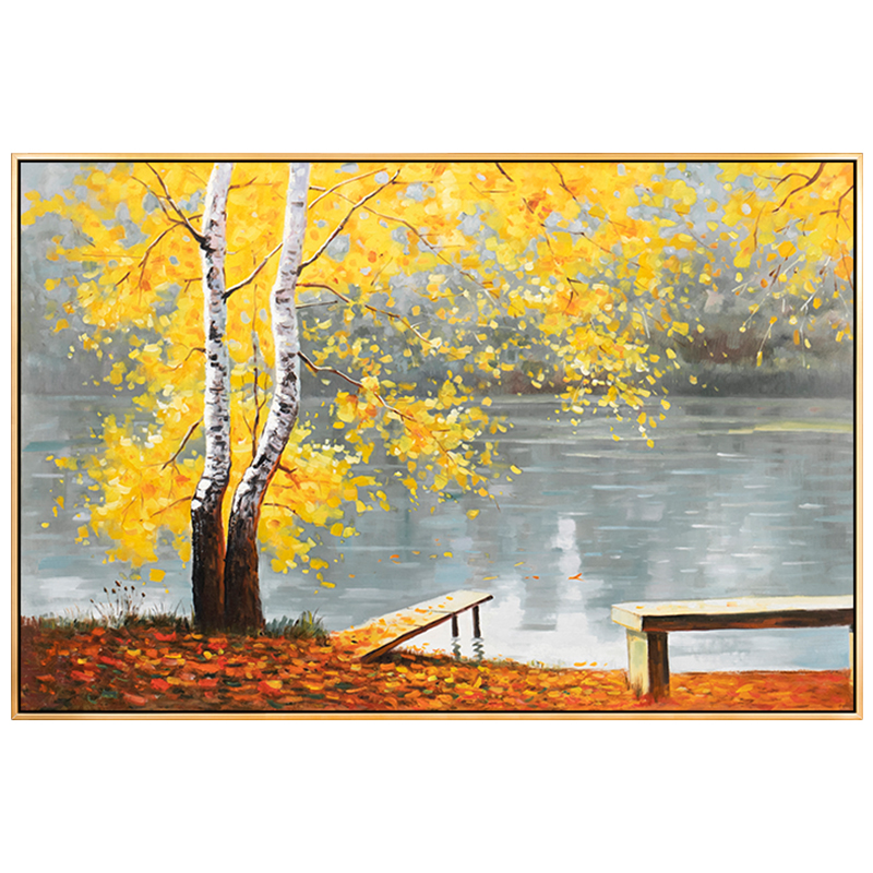 手绘油画风景现代简约北欧挂画美式客厅装饰画餐厅油画