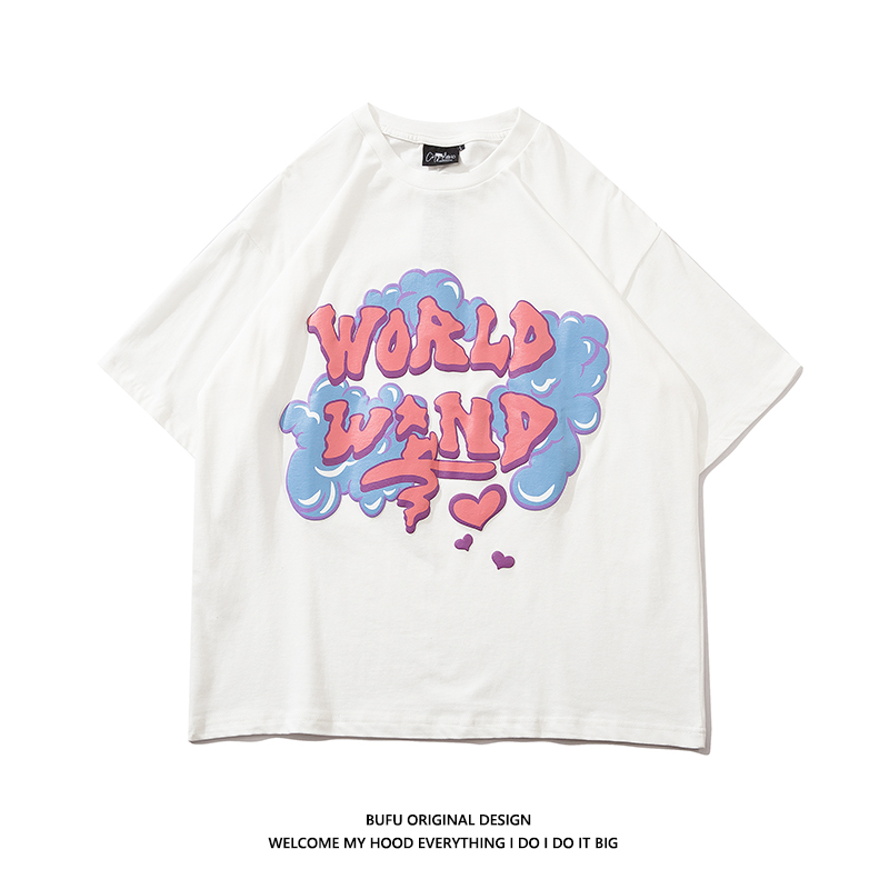 亿万少年美式潮牌街头短袖T恤男 情侣装夏装嘻哈欧美小众上衣半袖