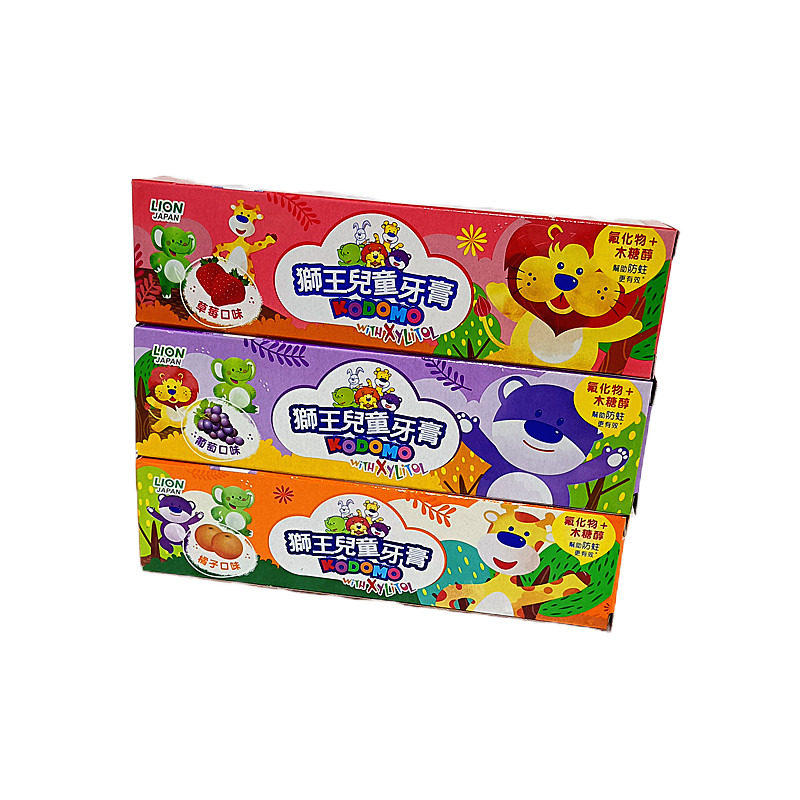 台湾狮王儿童牙膏草莓葡萄橘子味防氟化物木糖牙膏