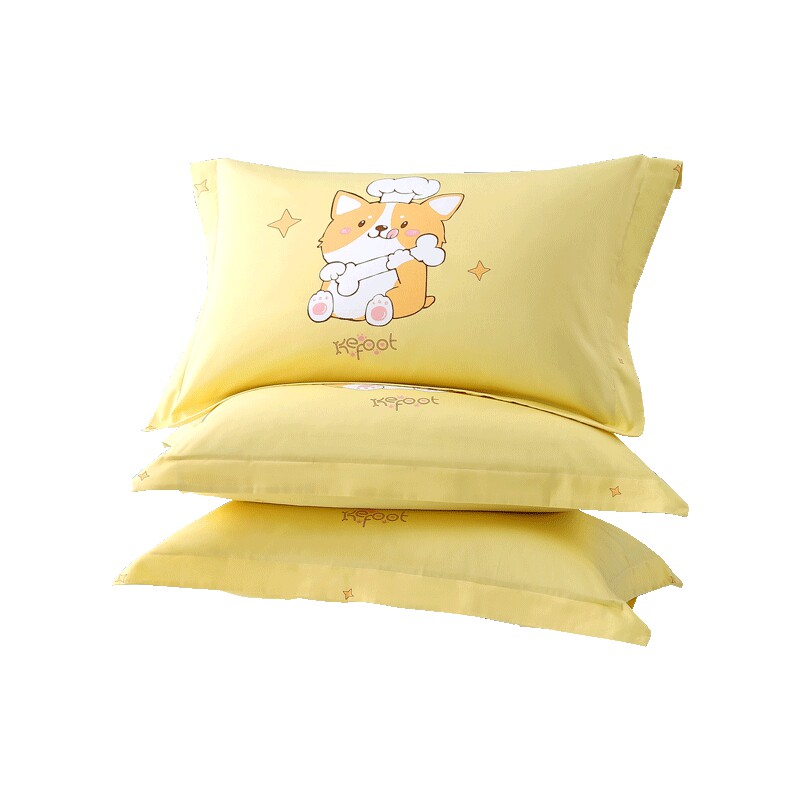 水星家纺全棉抗菌情侣枕套卡通可爱枕头套两只学生枕套