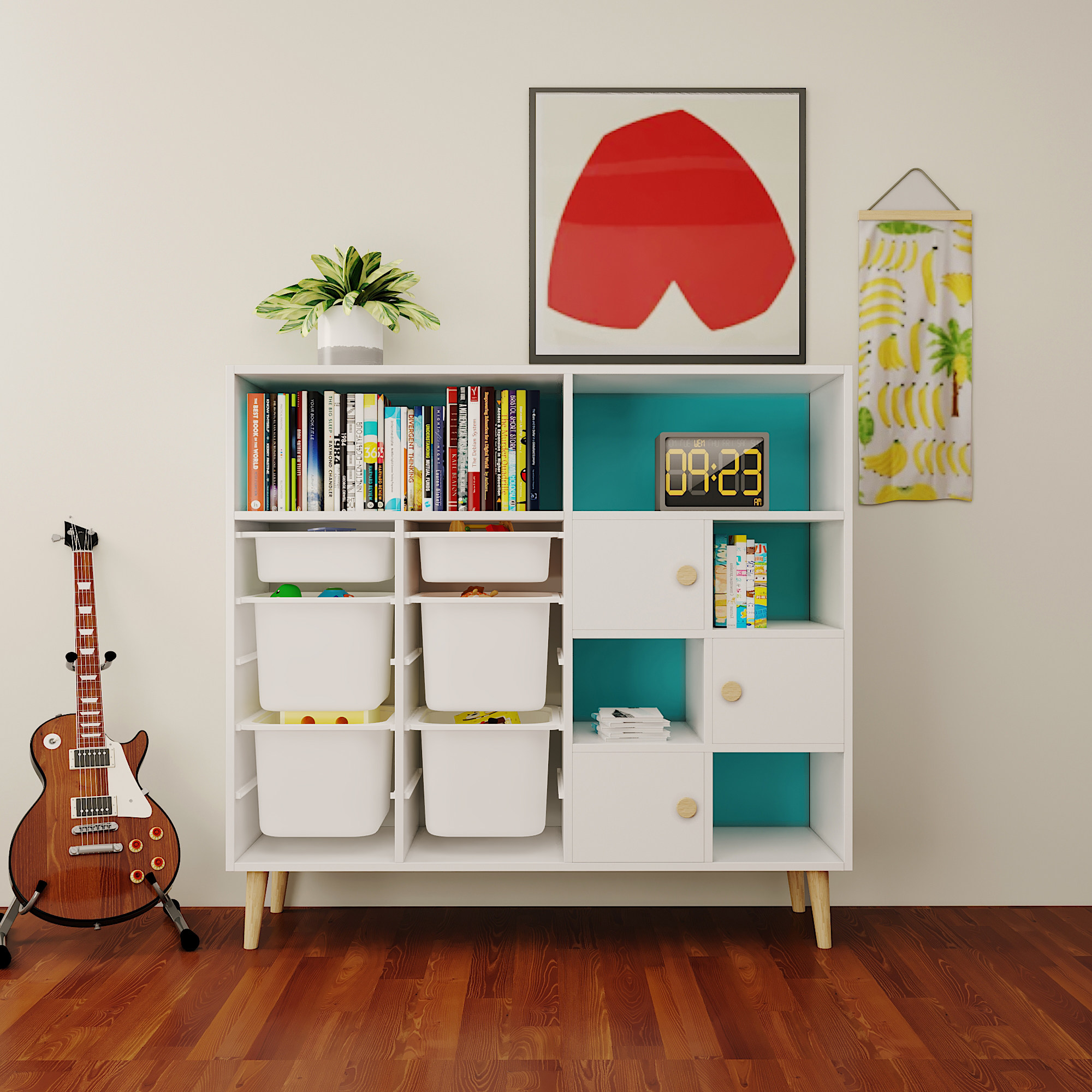 可比熊实木宝宝书架分类置物架多层幼儿园收纳柜儿童玩具收纳架