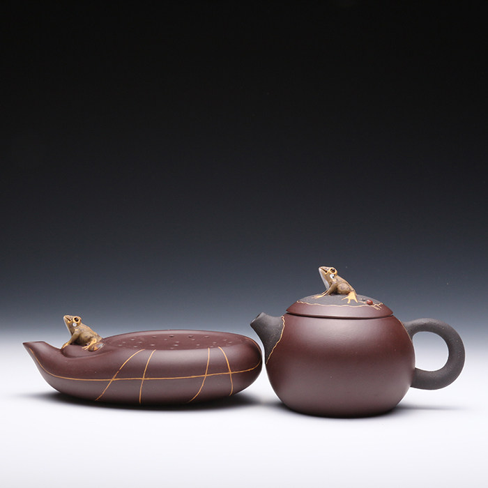 紫砂壶宜兴正品茶具套装许彩云彩云作品壶托两件套整套茶具