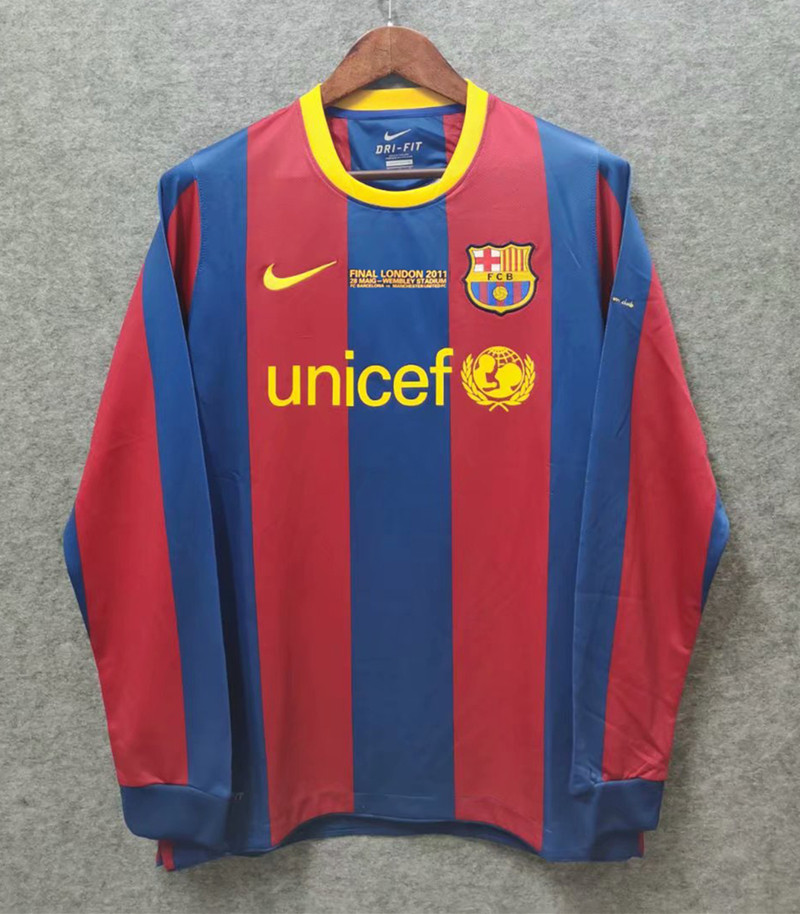 巴塞罗那1011长袖球衣经典巅峰时期10号梅西哈维足球服