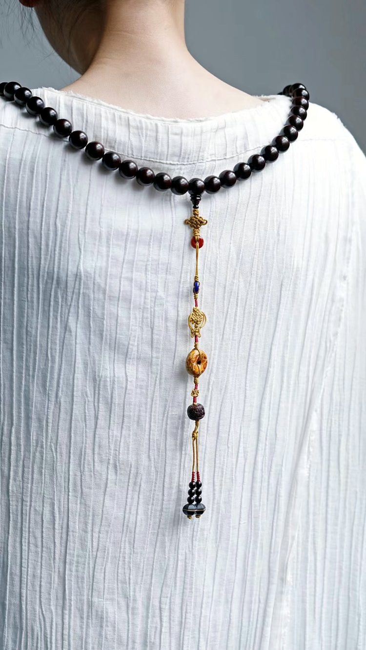 朝珠挂珠108颗小叶紫檀15mm念珠高僧主法和尚菩提