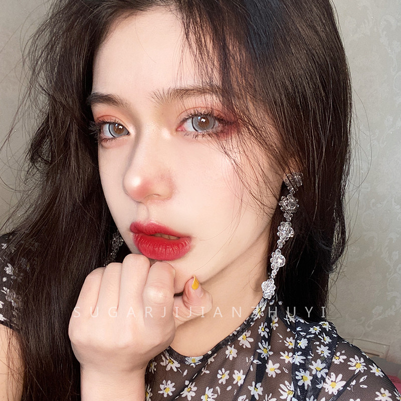 sugar韩国超仙时尚流苏耳饰长款水晶耳环