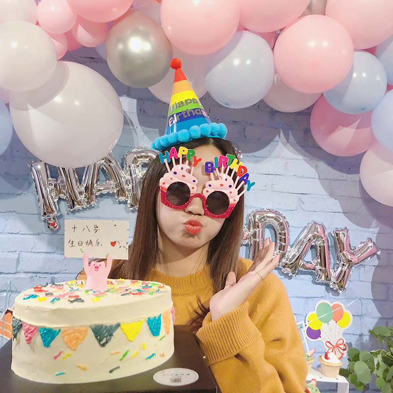 网红生日眼镜墨镜派对搞怪成人儿童生日快乐拍照道具蛋糕眼镜装扮