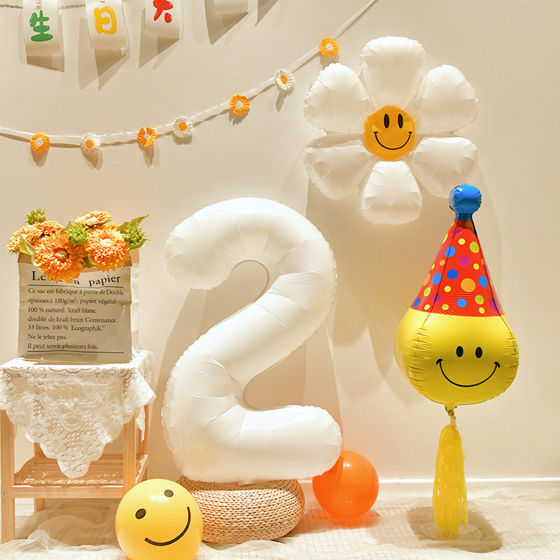 小红网红ins40寸白色数字铝箔组合气球周岁气球