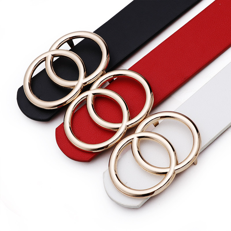 女士皮带腰带女装饰裙带圆环圆扣百搭牛仔裤带女学生韩版潮流ins