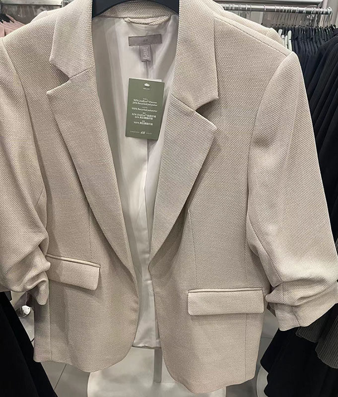 hm国内专柜正品代购女装2022款时尚抽褶休闲西装