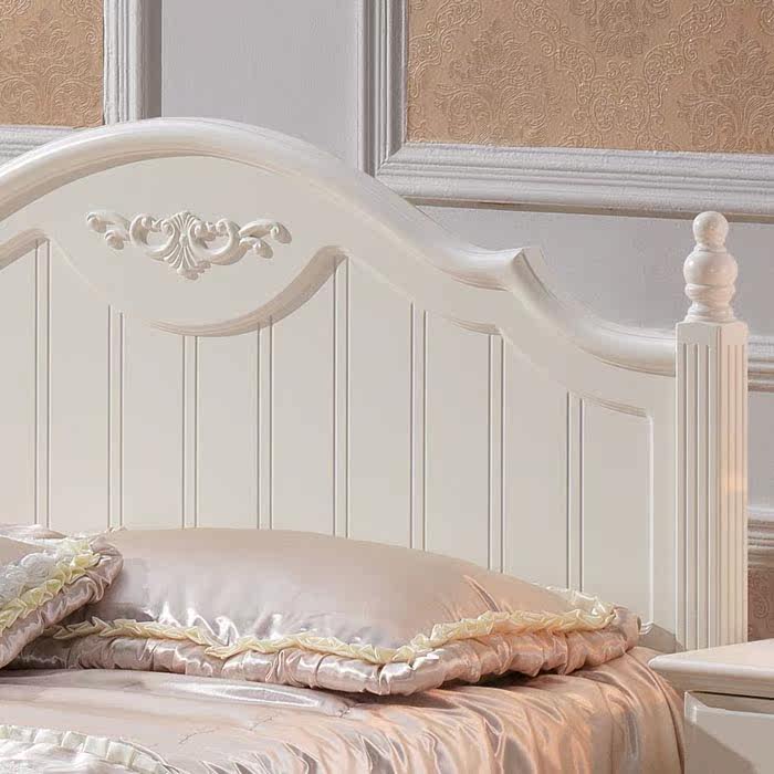 35米实木床 1米35床 白色田园床单人床烤漆特价包邮小户型