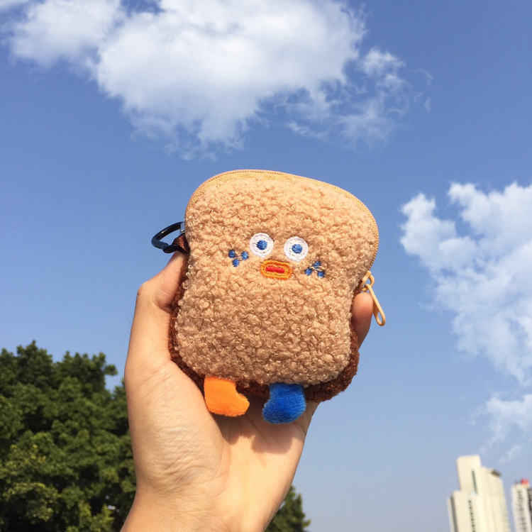 可爱毛绒耳机包土司小收纳包便携少女心零钱包小众走心圣诞节礼物