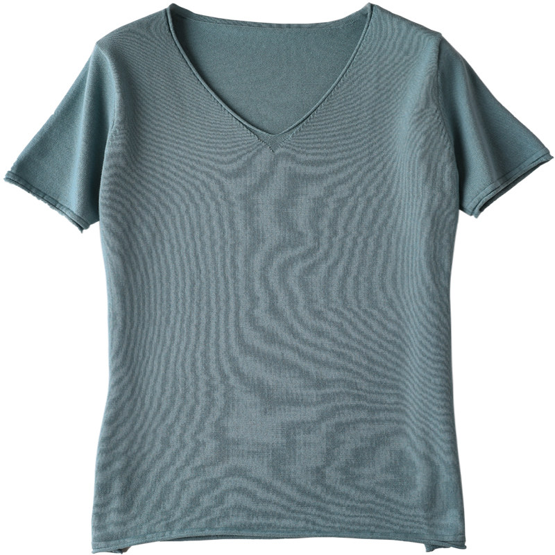 2020短袖上衣针织衫棉线纯色纯棉夏季白色宽松t恤