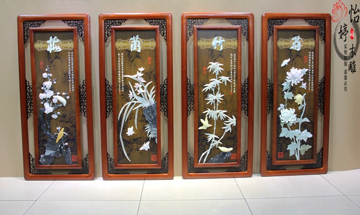 现代中式玉雕雕刻工艺品客厅书房沙发背景装饰画挂屏