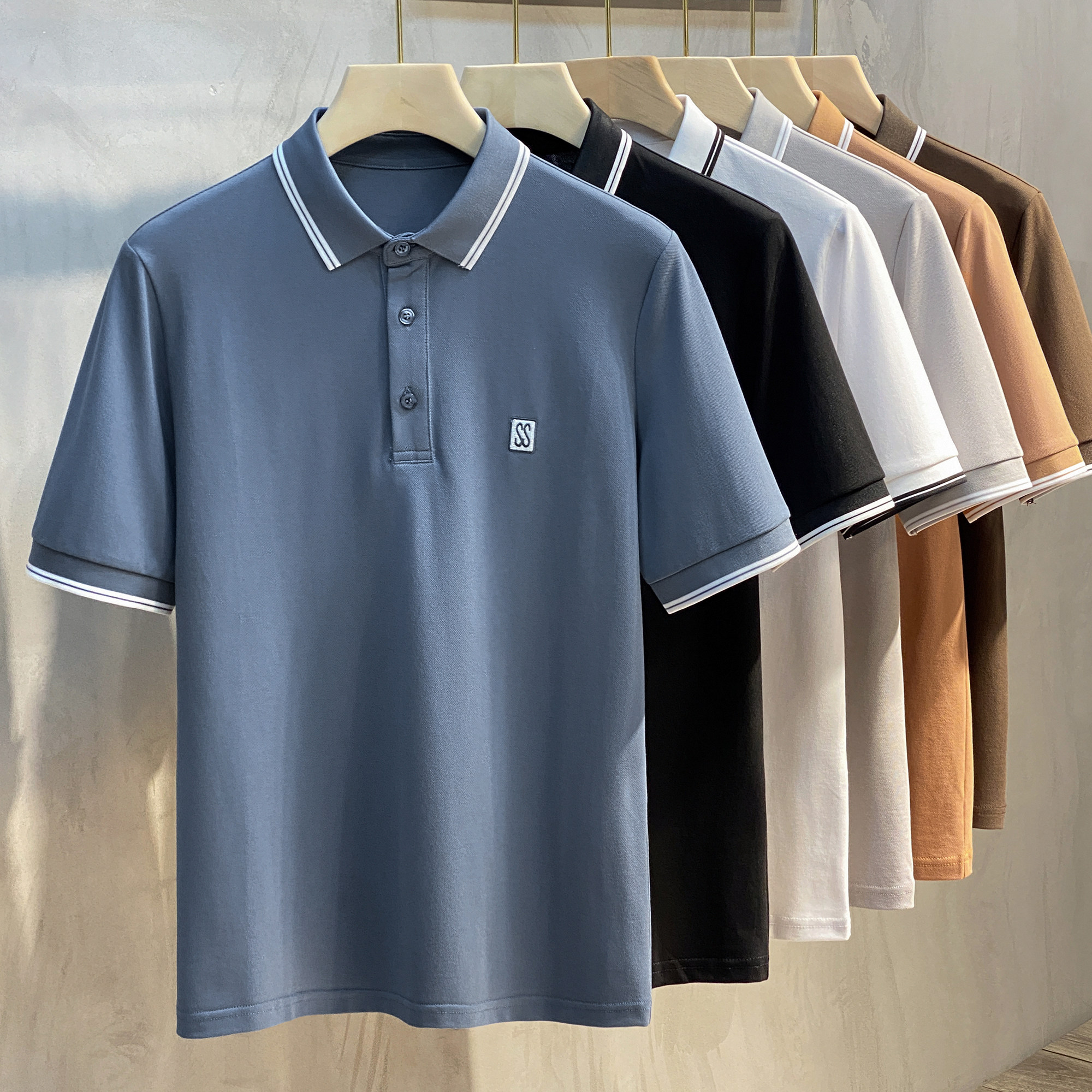 polo男士短袖2021新款潮流宽松男装衣服翻领t恤