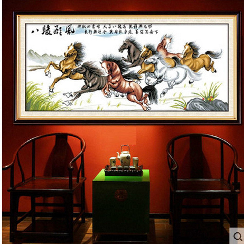 蒙娜丽莎八骏图十字绣套件八骏雄风精准印花十字绣马到成功新款十字绣