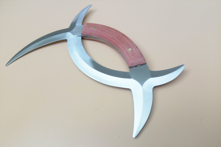 不锈钢双钺八卦子午鸳鸯钺冷兵器短器械传统武术器材双面脊双月钥