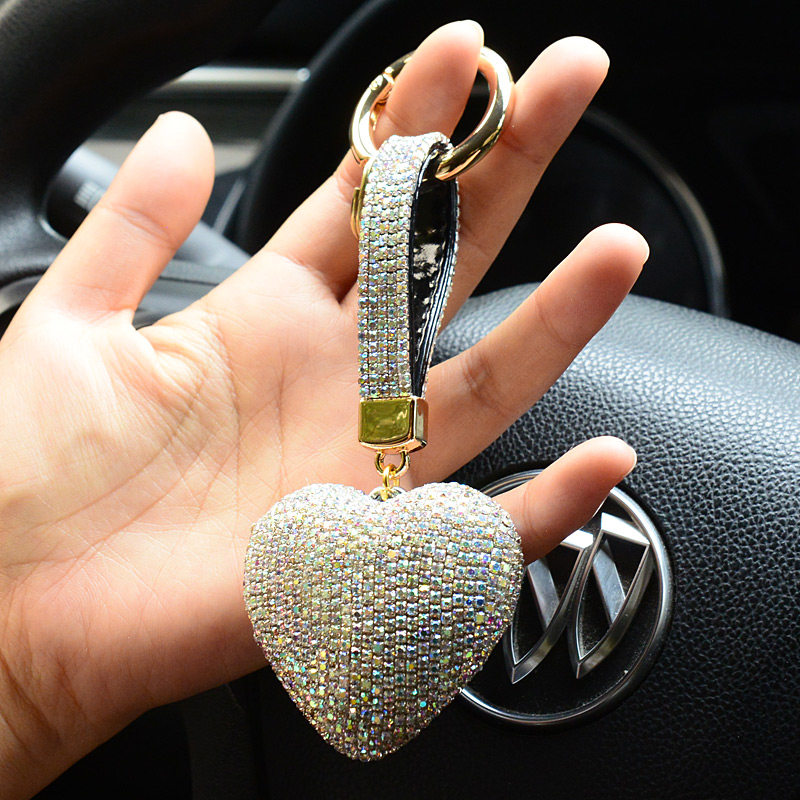 汽车钥匙扣桃心女款奔驰宝马奥迪路虎大众镶钻车用钥匙扣