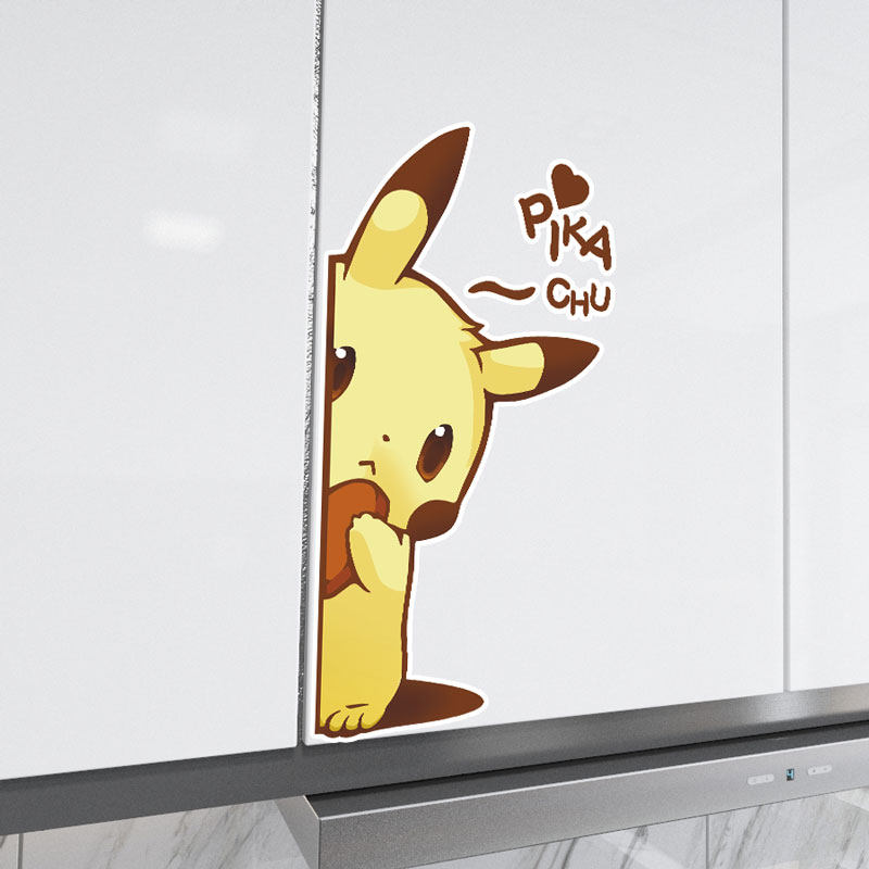 皮卡丘动漫墙贴冰箱贴纸橱柜装饰贴画浴室卫生间墙贴