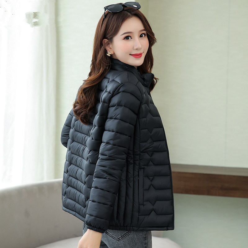 女士小棉袄修身短款薄款棉衣女冬轻薄立领时尚棉衣