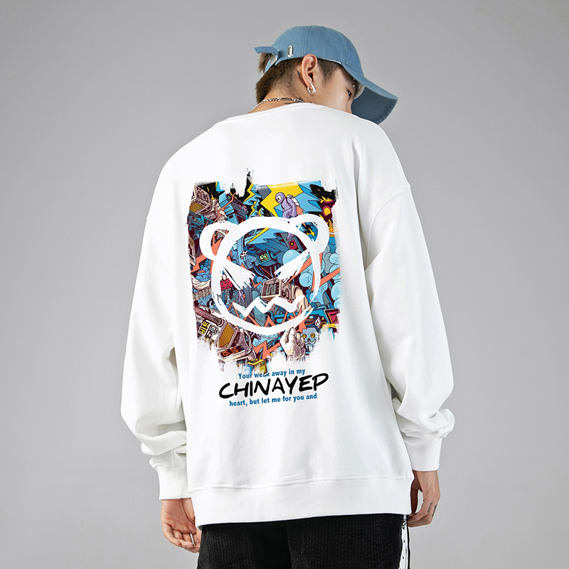 小恶魔圆领卫衣男春秋季无帽长袖潮牌ins潮流宽松国潮情侣装上衣