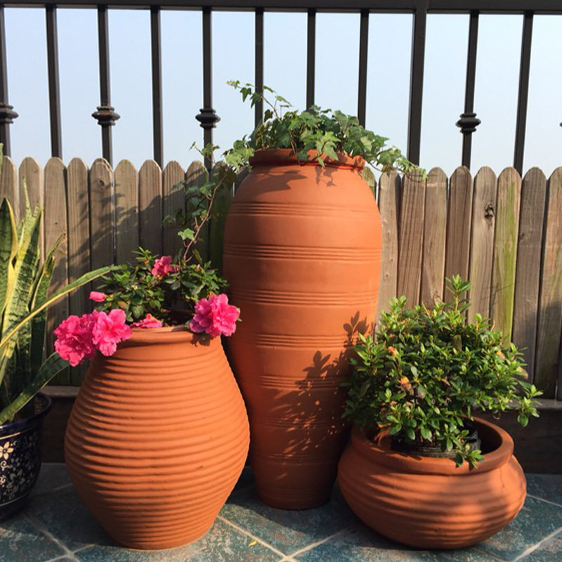 花盆户外庭院红陶园林景观陶罐盆栽陶瓷兰花特大号花盆