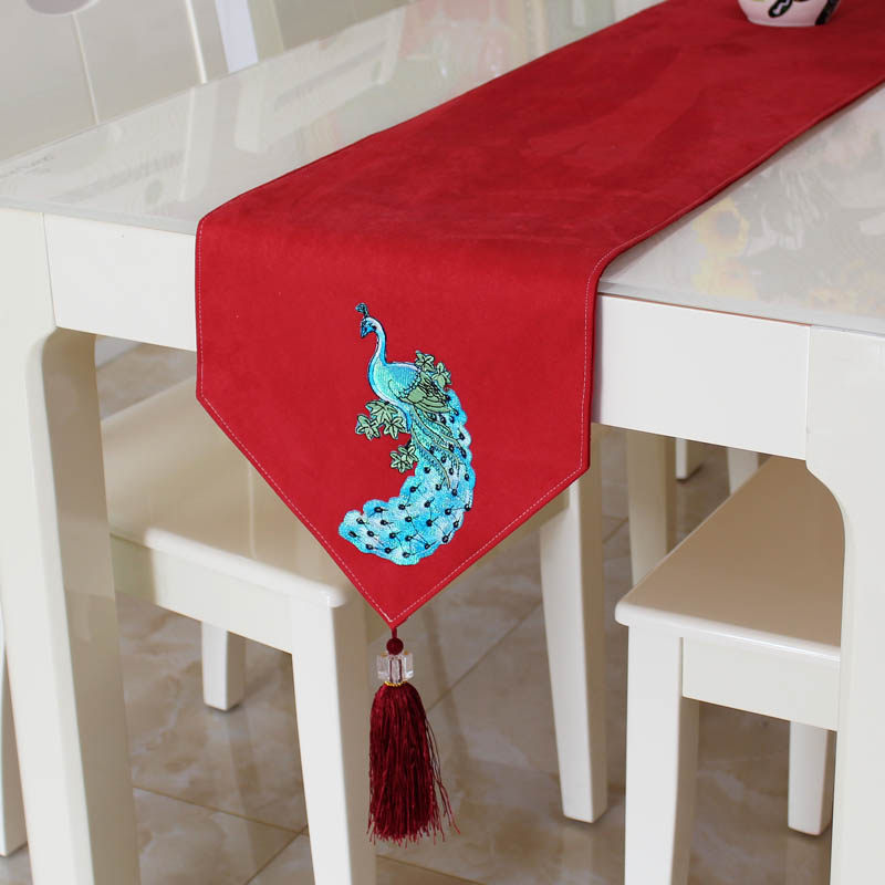 桌旗中式古典中国国风红色喜庆现代时尚简约样板桌旗