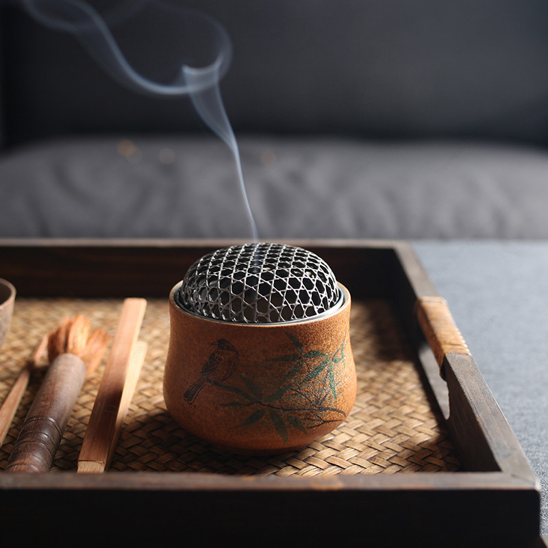 大相莲花中式手绘香薰家用室内檀香香炉手工香插香薰炉