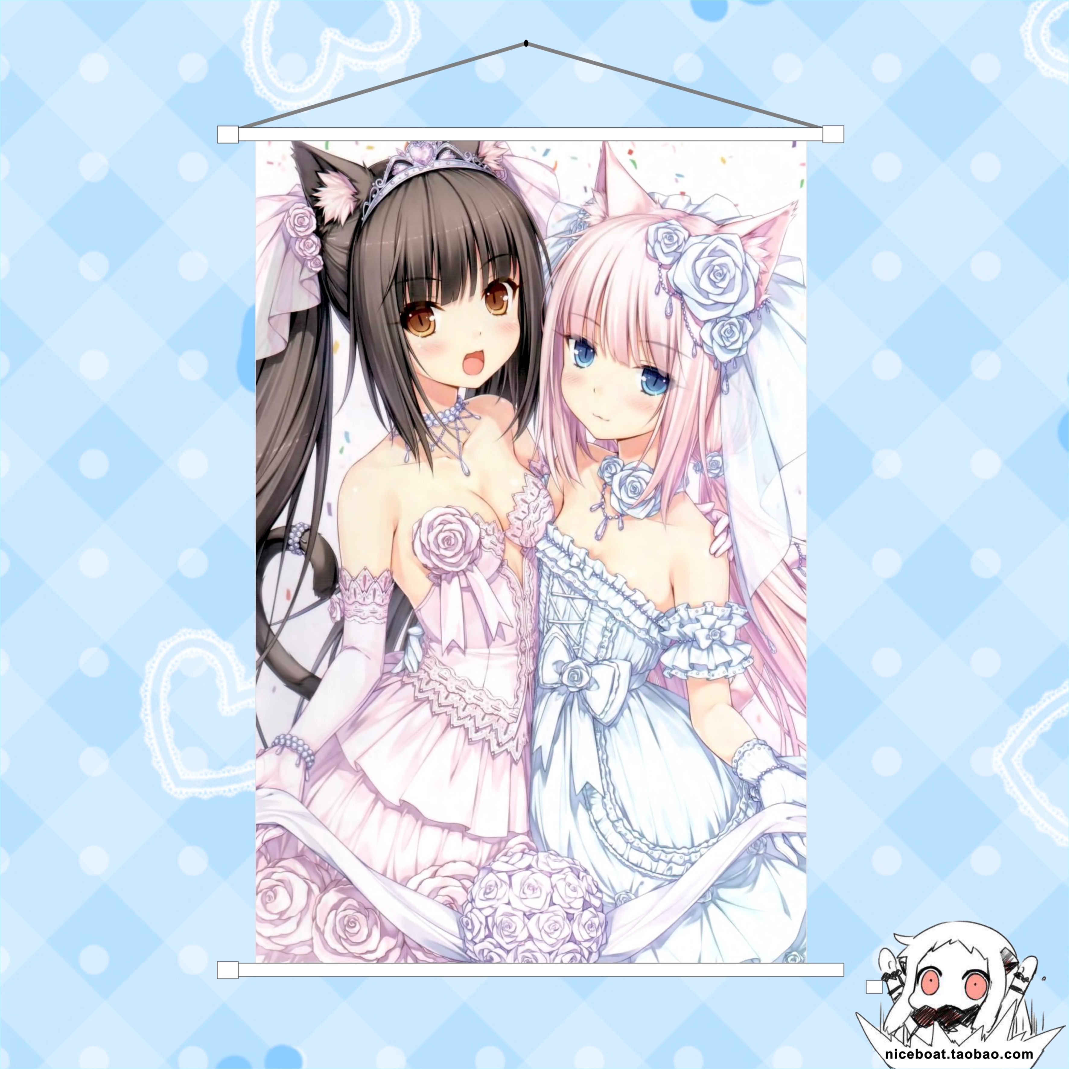 nekopara巧克力香子兰艹猫游戏挂画周边挂轴卷轴礼物动漫挂件