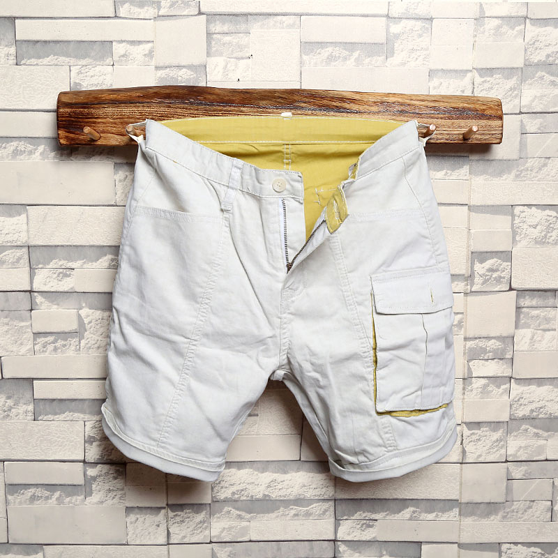 夏新薄款工装牛仔短裤男 青年帅气百搭米色休闲中裤韩版5五分裤潮