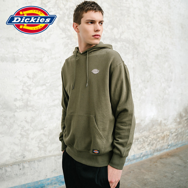 dickies连帽情侣卫衣男迪克斯徽章2022春季新品长袖毛圈宽松上衣y