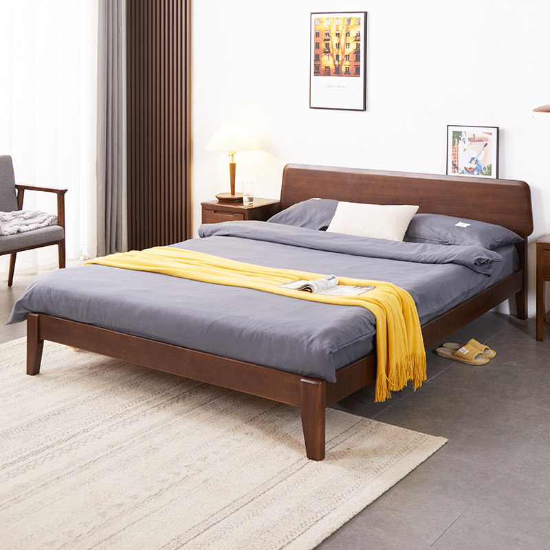 优木家具实木木床18米双人床15米单人床12米床头头带实木床